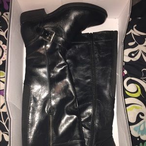black leather boots